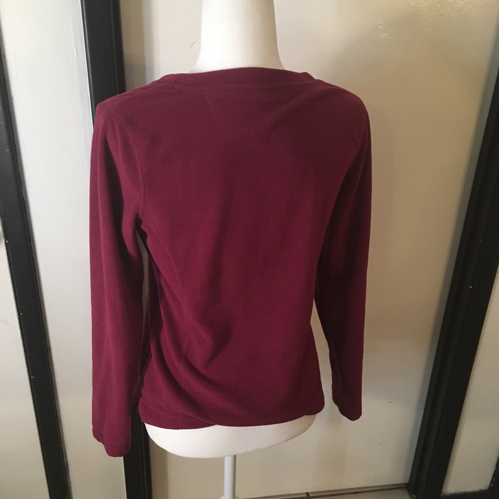 Fuchsia/raspberry fleece v-neck pullover sweatshirt - Picture 5 of 6